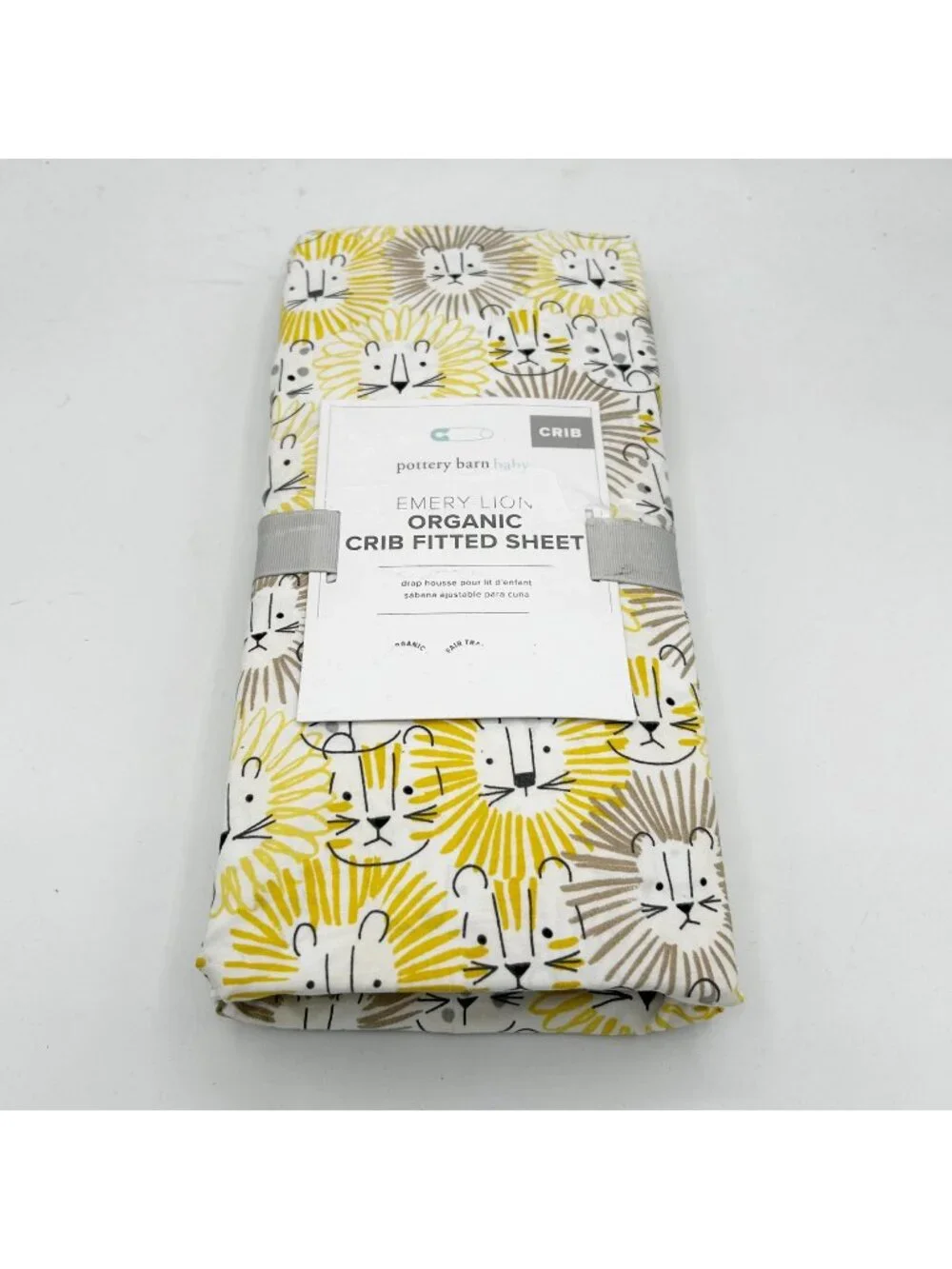NEW Pottery Barn Baby Crib Sheet Emery Lion Organic Cotton